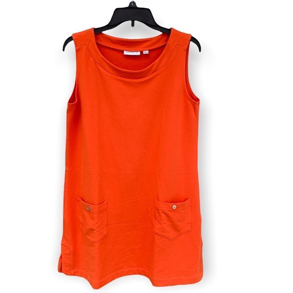 Susan Graver Sz S Orange 2 Pocket Sleeveless Dress NWOT